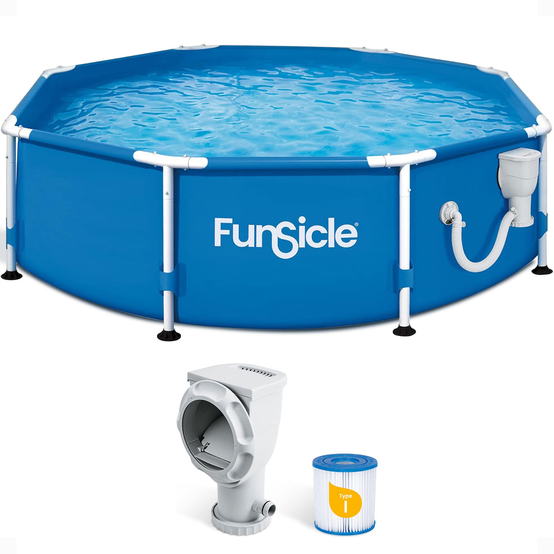 Funsicle 8' x 30" Outdoor Activity Round Frame Above Ground Swimming Pool Set - VMInnovations