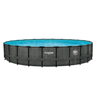 Funsicle 24' x 52" Oasis Designer Round Outdoor Above Ground Swimming Pool, Gray