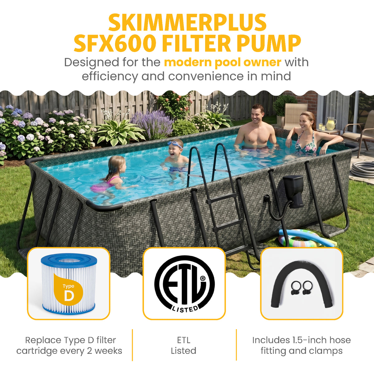 Funsicle 13x7x39 Oasis Rectangle Outdoor Above Ground Swimming Pool, Gray (Used) - VMInnovations