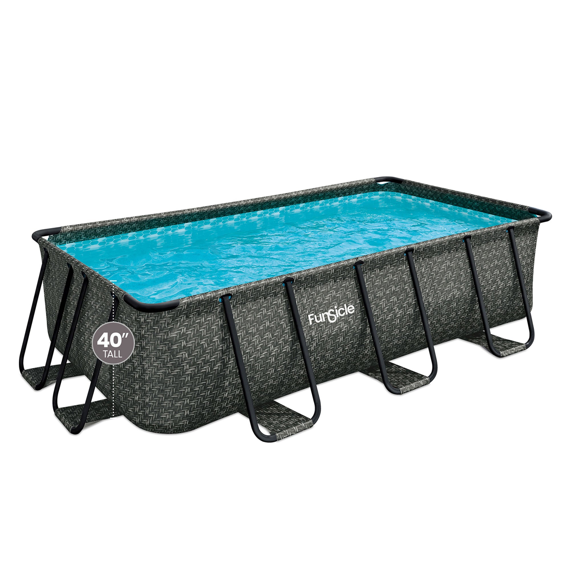 Funsicle 13x7x39 Oasis Rectangle Outdoor Above Ground Swimming Pool, Gray (Used) - VMInnovations
