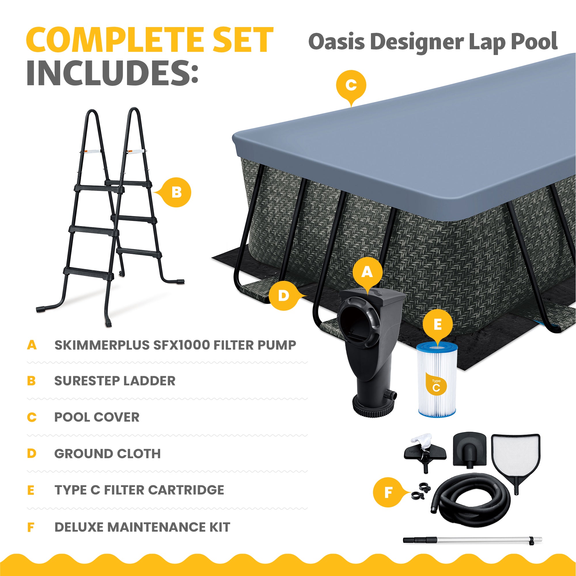 Funsicle 16'x8'x42" Oasis Rectangle Above Ground Swimming Pool, Gray (Used) - VMInnovations