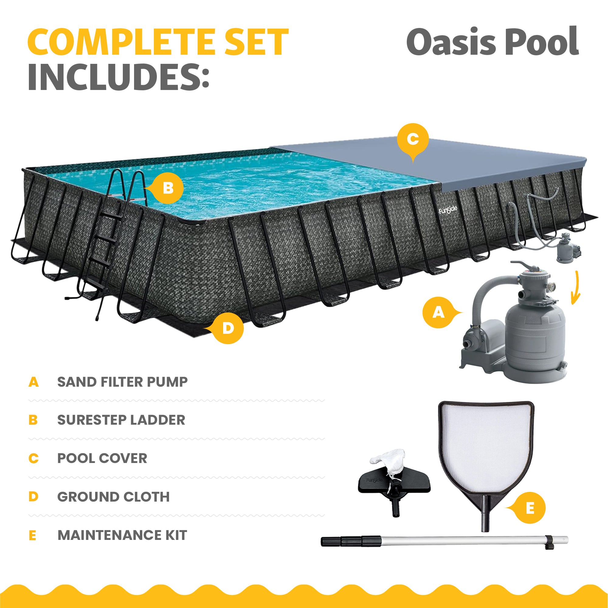 Funsicle 32' x 16' x 52" Oasis Rectangle Outdoor Swimming Pool(Open Box)