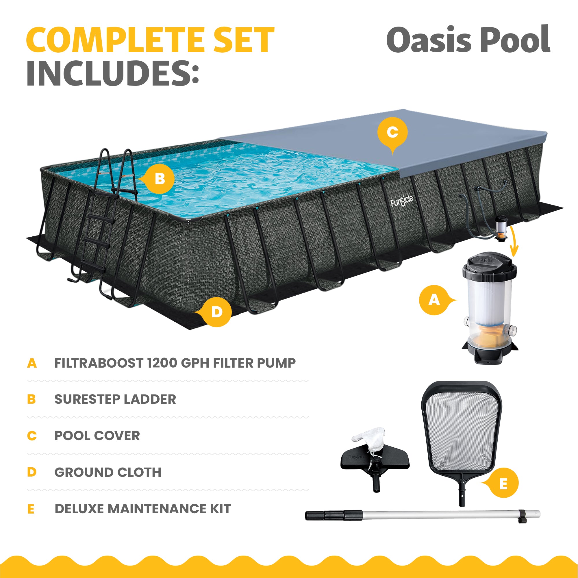 Funsicle 32' x 16' x 52" Oasis Rectangle Outdoor Swimming Pool(Open Box) - VMInnovations