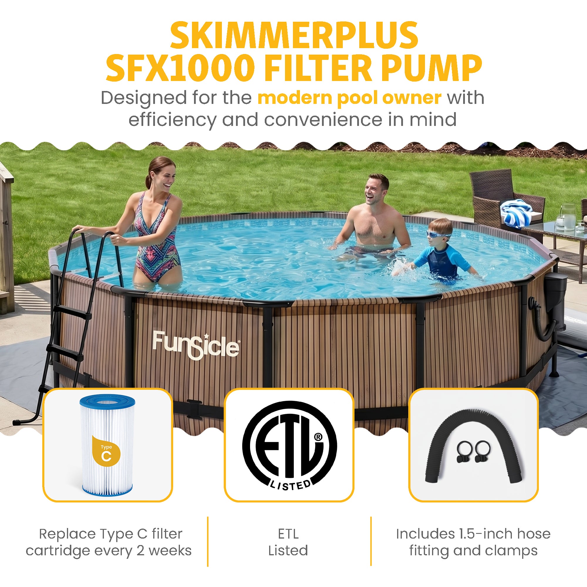 Funsicle 14' x 42" Oasis Round Outdoor Above Ground Pool, Natural Teak(Open Box) - VMInnovations