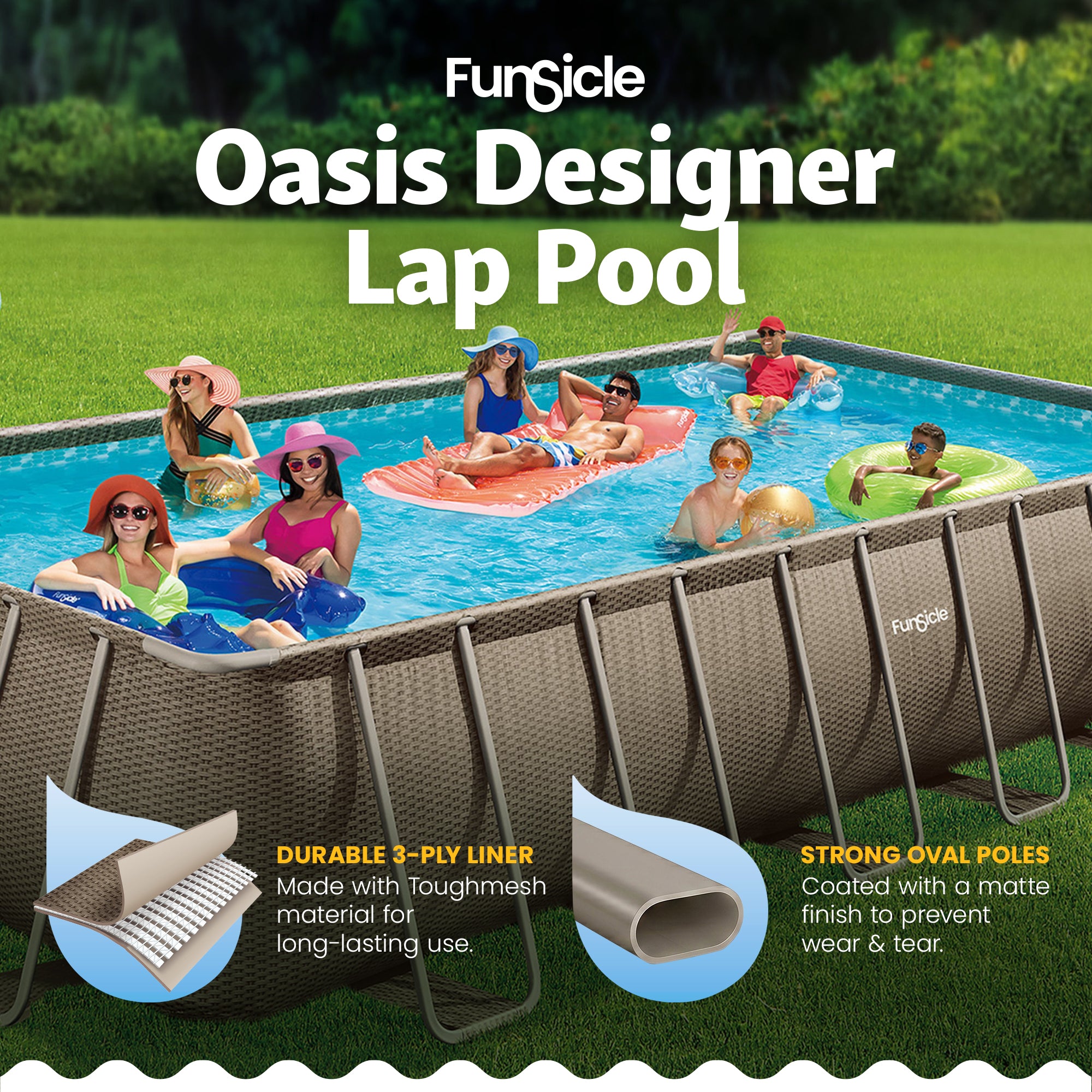 Funsicle 24'x12'x52" Oasis Outdoor Above Ground Swimming Pool, Brown (For Parts) - VMInnovations