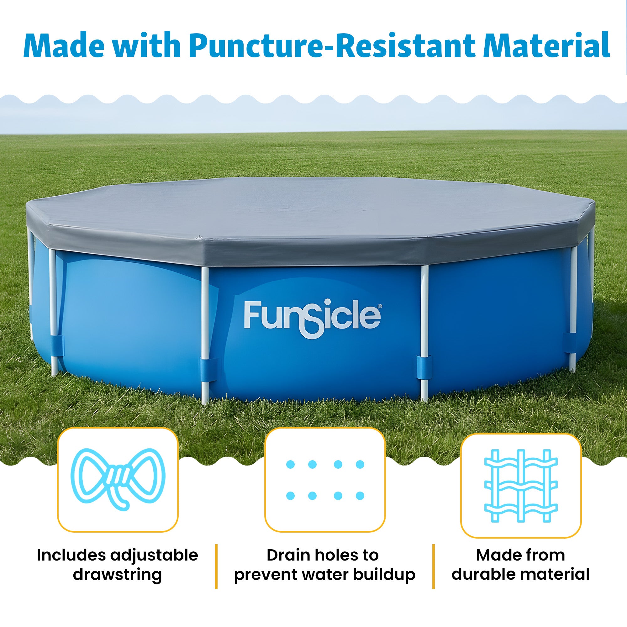 Funsicle 10ft Round Above Ground Frame Pool Debris Cover, Accessory Only, Gray - VMInnovations
