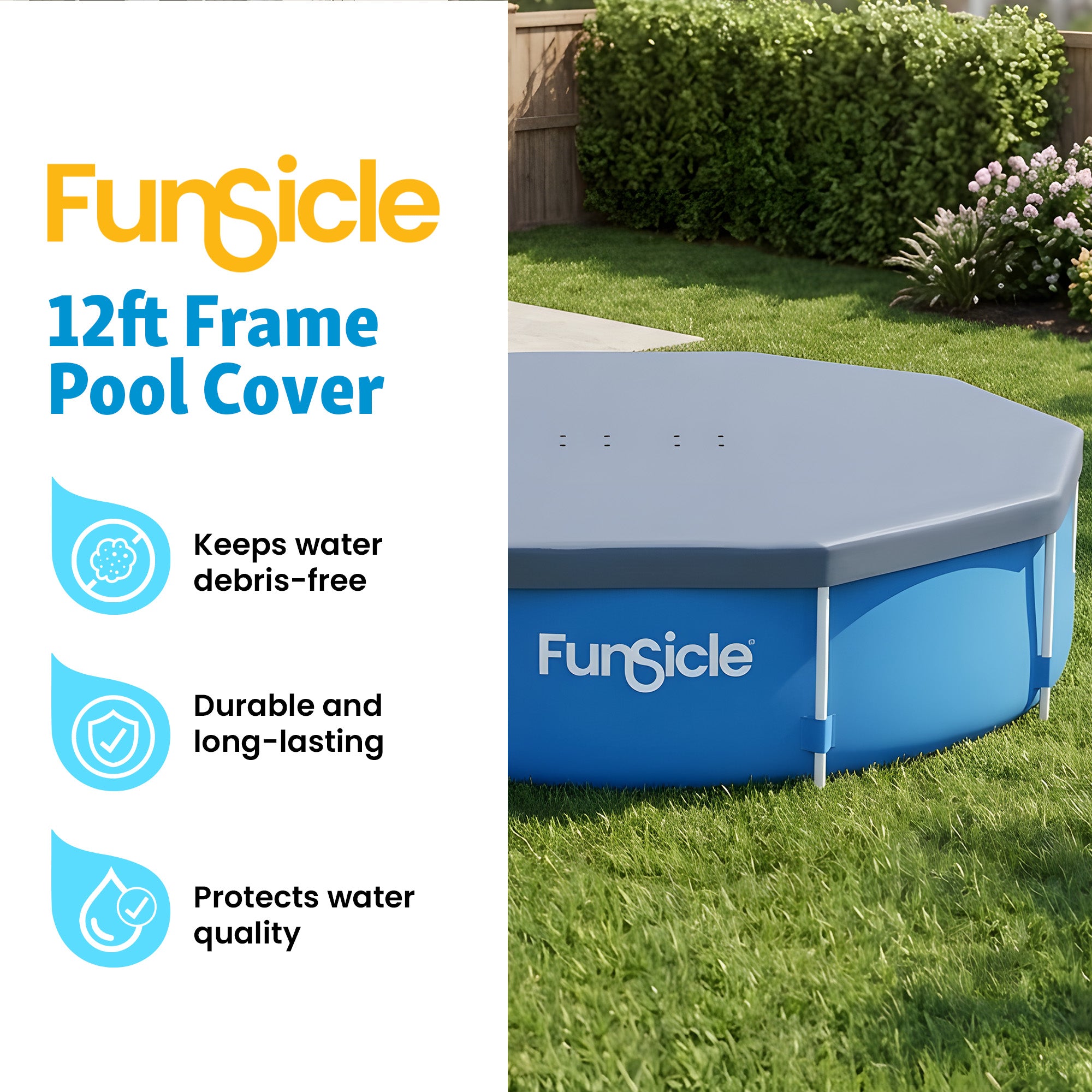 Funsicle 12ft Round Above Ground Frame Pool Debris Cover, Accessory Only, Gray - VMInnovations