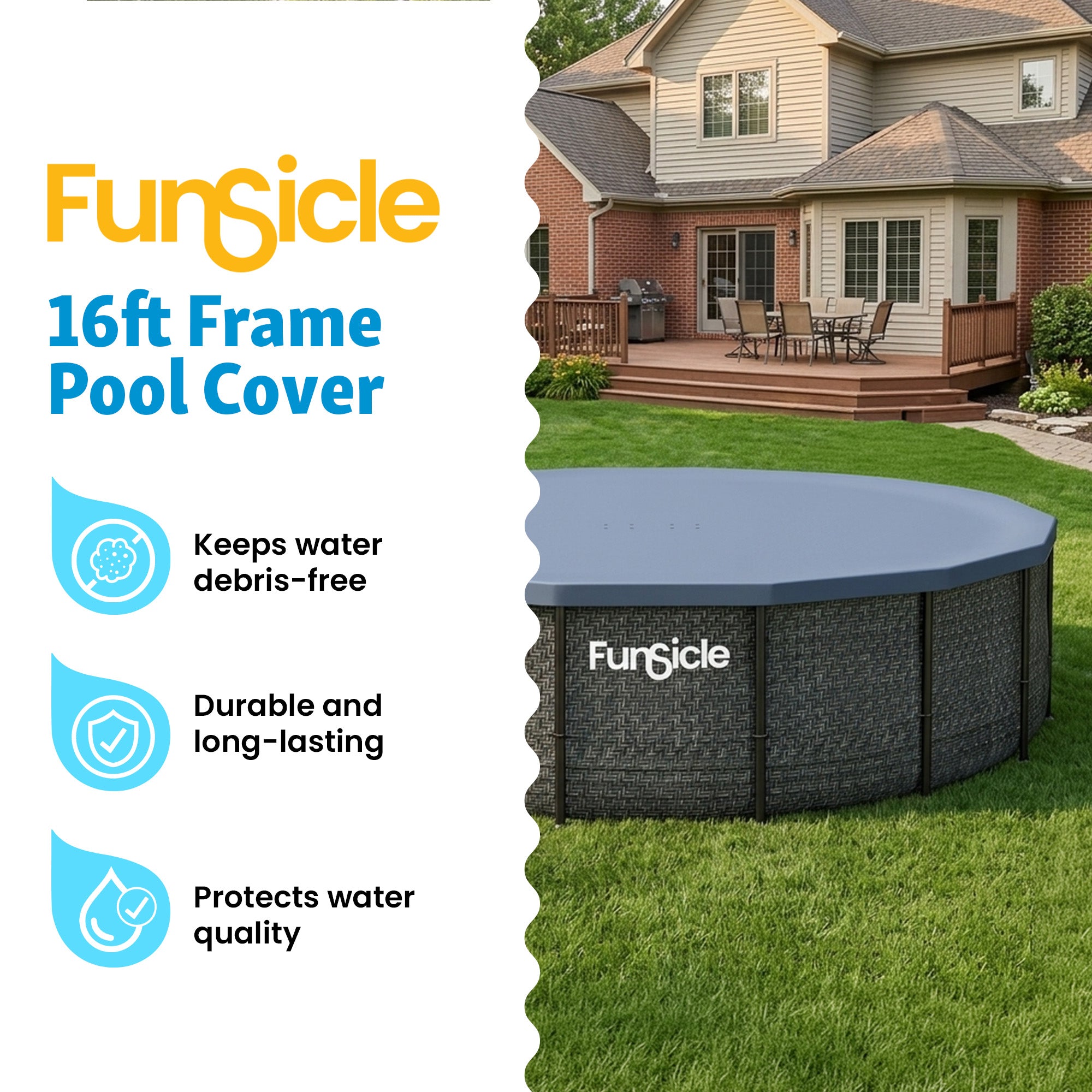 Funsicle 16ft Round Above Ground Frame Pool Debris Cover, Accessory Only, Gray - VMInnovations