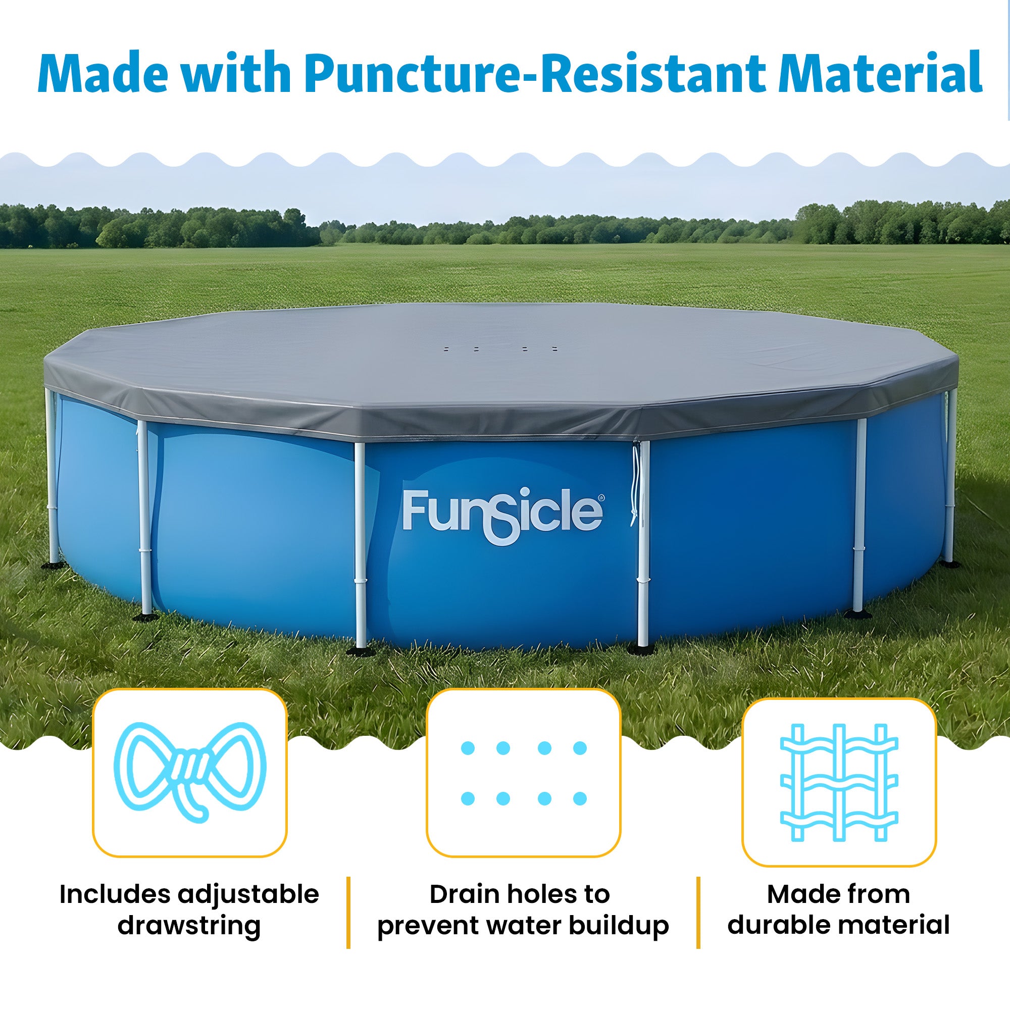 Funsicle 20ft Round Above Ground Frame Pool Debris Cover, Accessory Only, Gray - VMInnovations