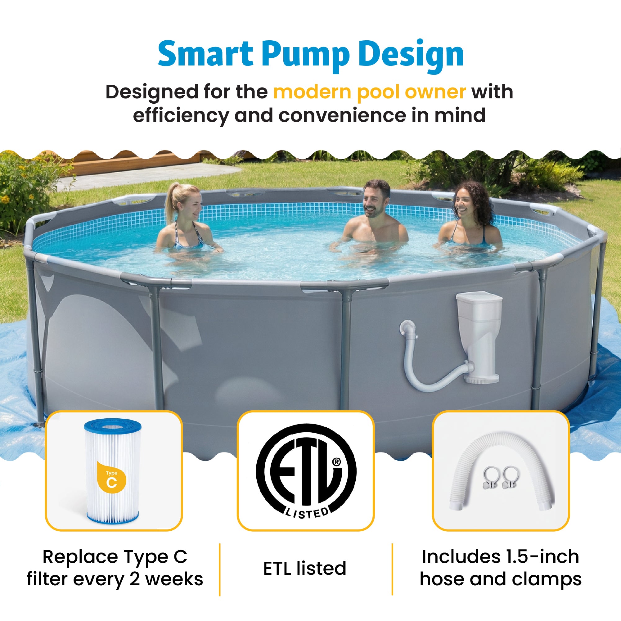 Funsicle 1000 Gallon SkimmerPlus 2-in-1 Filter Pump System for Above Ground Pool - VMInnovations