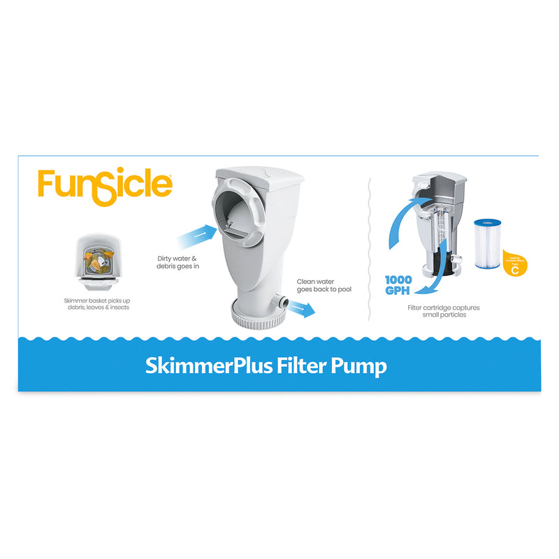 Funsicle 1000 Gallon SkimmerPlus 2-in-1 Filter Pump System for Above Ground Pool