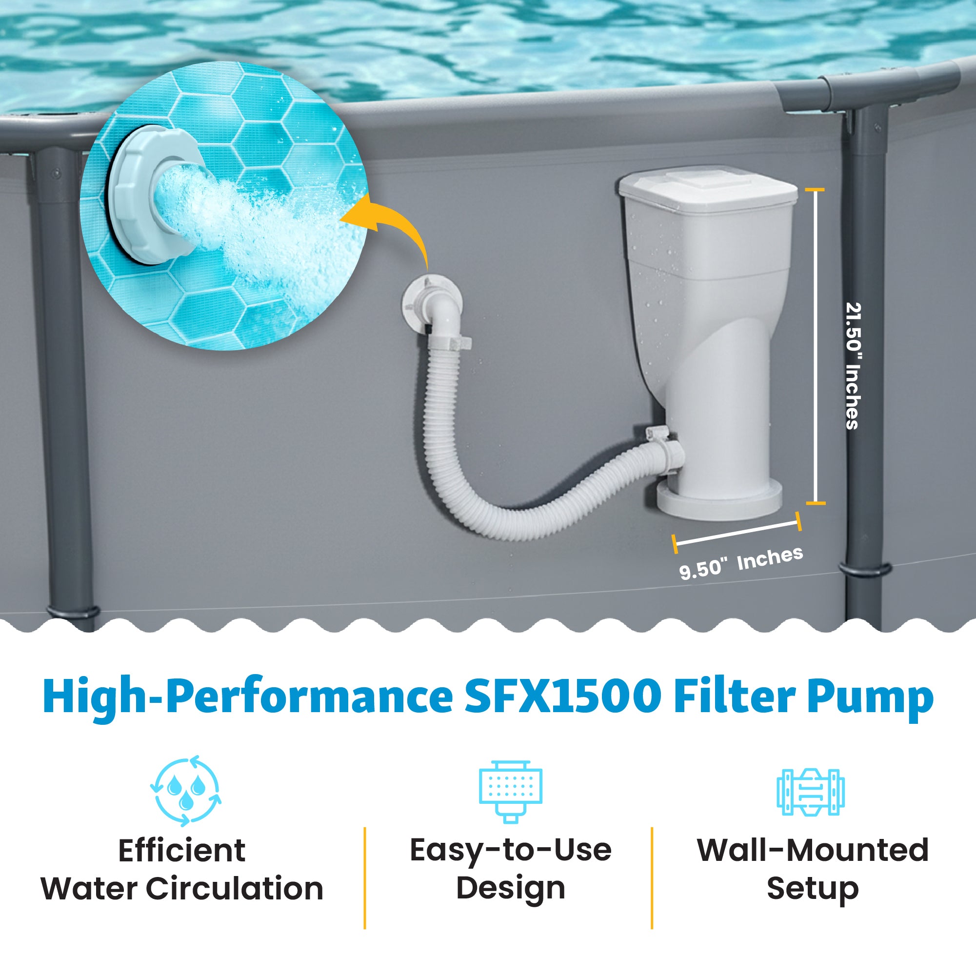 Funsicle 1500 Gallon SkimmerPlus 2-in-1 Filter Pump System for Above Ground Pool