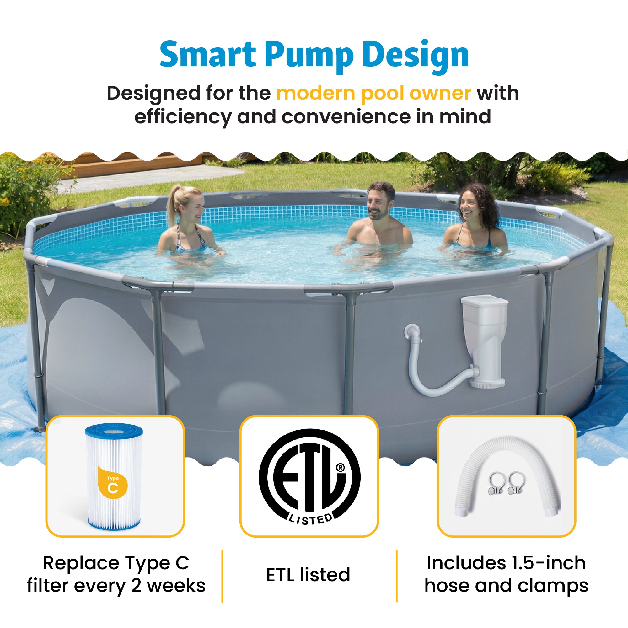 Funsicle 1500 Gallon SkimmerPlus 2-in-1 Filter Pump System for Above Ground Pool