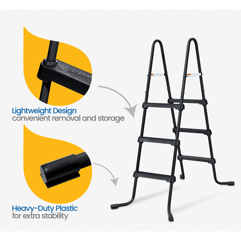 Funsicle 36" SureStep 3 Stair Outdoor Above Ground Swimming Pool Ladder, Black