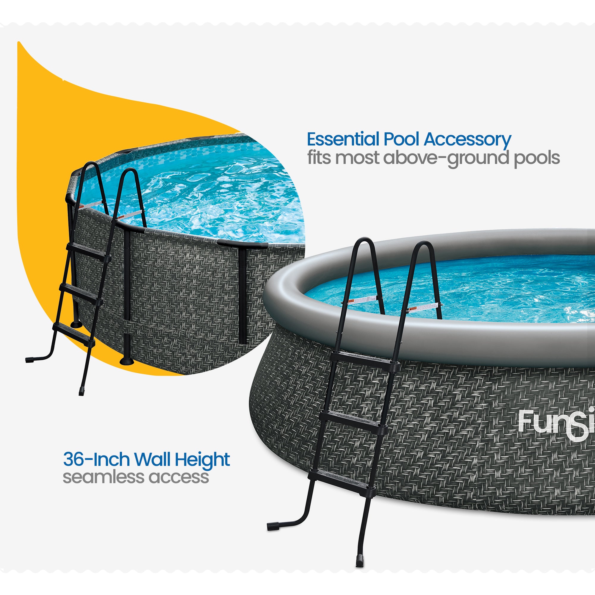 Funsicle 36" SureStep 3 Stair Above Ground Swimming Pool Ladder, Black(Open Box) - VMInnovations