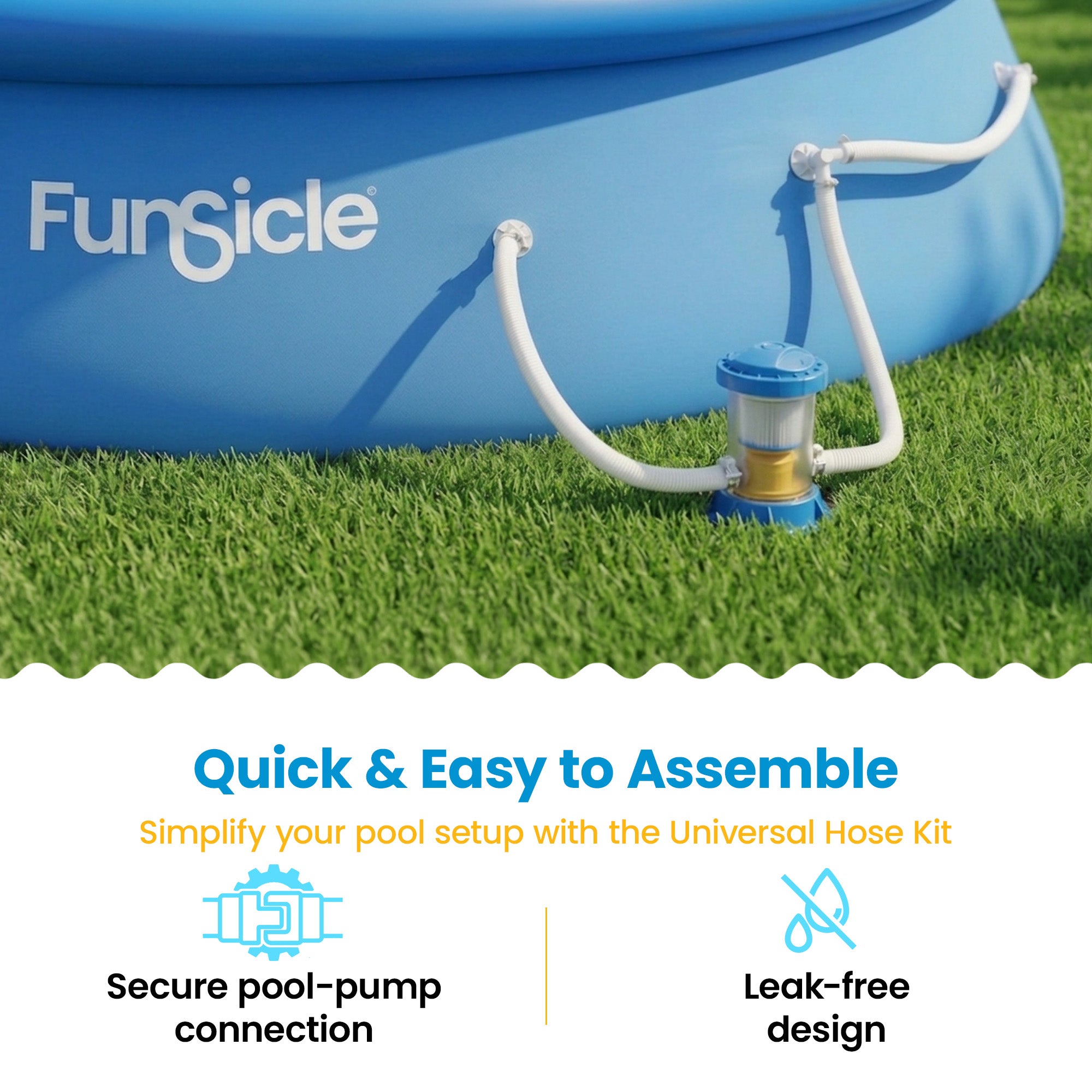Funsicle 59"x1.5" Universal Replacement Hose Kit for Above Ground Swimming Pool - VMInnovations