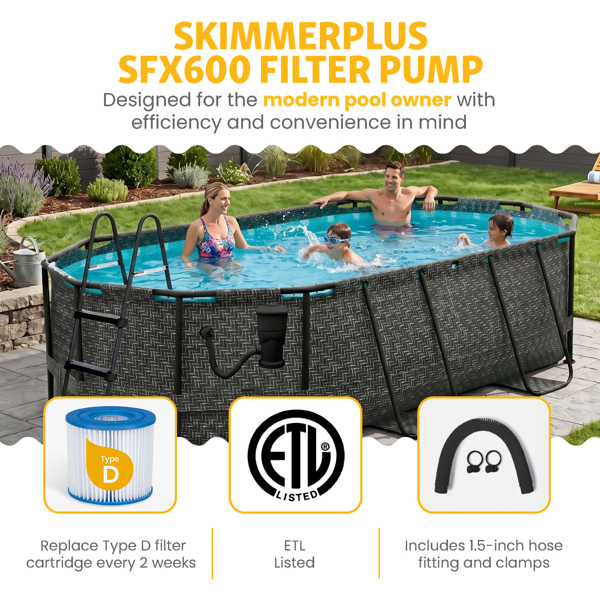 Funsicle 13'x8'x39.5" Oasis Designer Swimming Pool, Dark Herringbone (For Parts)