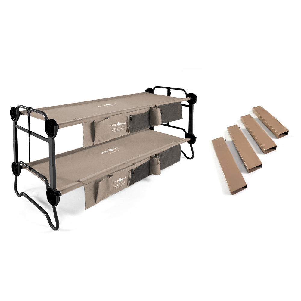 Disc-O-Bed Cam-O-Bunk Bench Double Cot w/ Organizers 7-Inch Steel Leg Extensions
