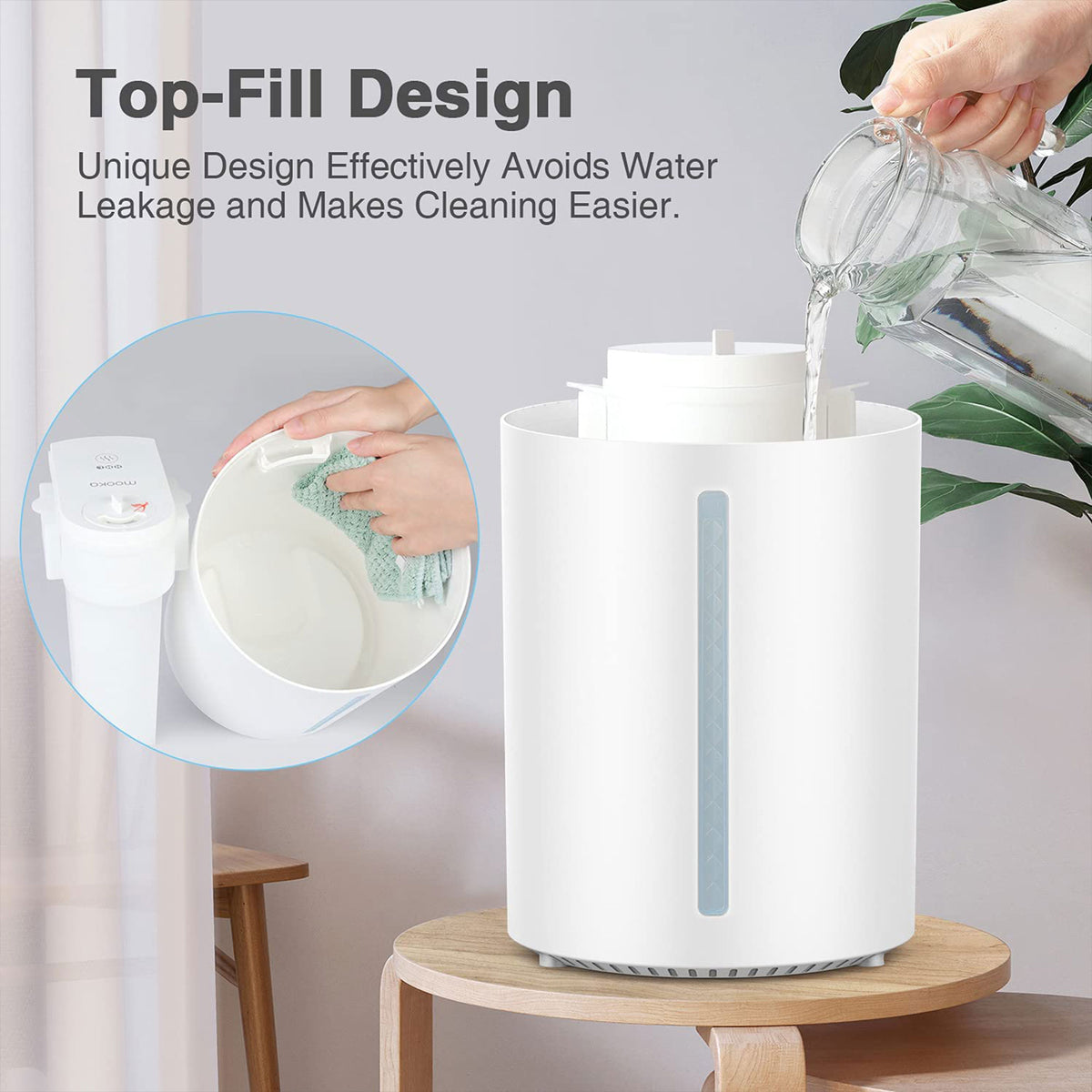 MOOKA UHM-JS02 Cool Mist 2-In-1 Top Fill Indoor Home Humidifier and Diffuser