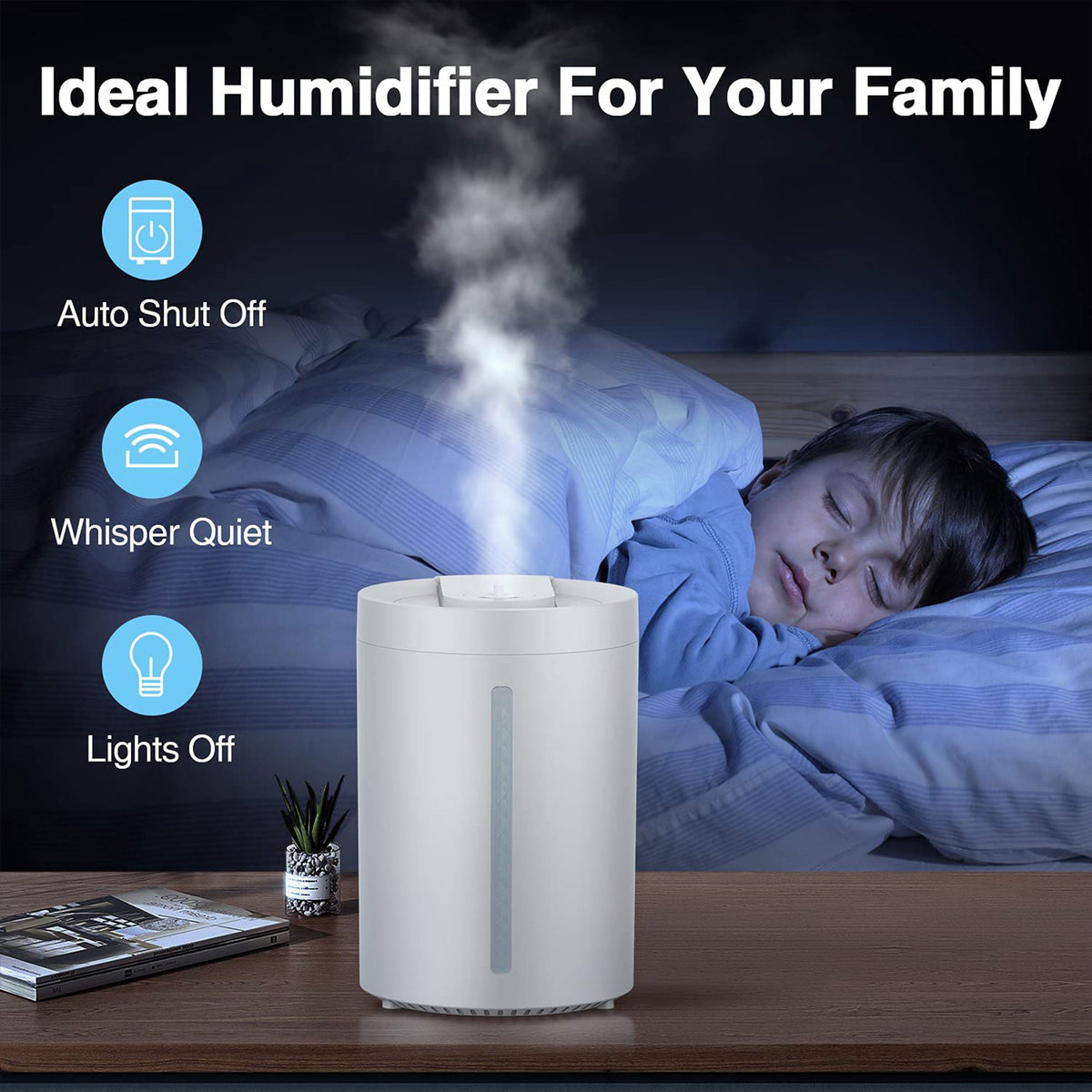 MOOKA UHM-JS02 Cool Mist 2-In-1 Top Fill Indoor Home Humidifier and Diffuser