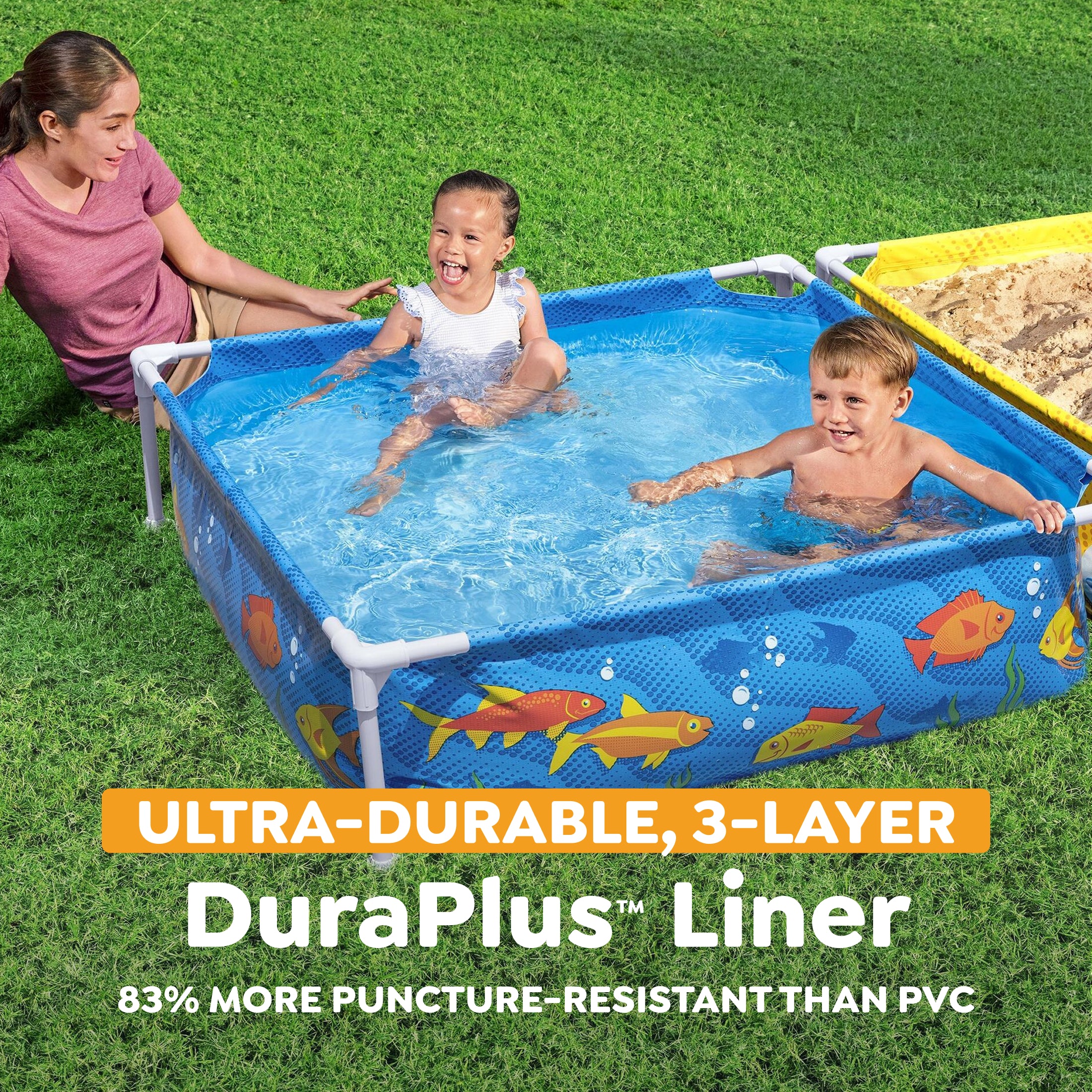 H2OGO! My First Frame Above Ground DuraPlus Kiddie Pool and Sandpit with Cover - VMInnovations