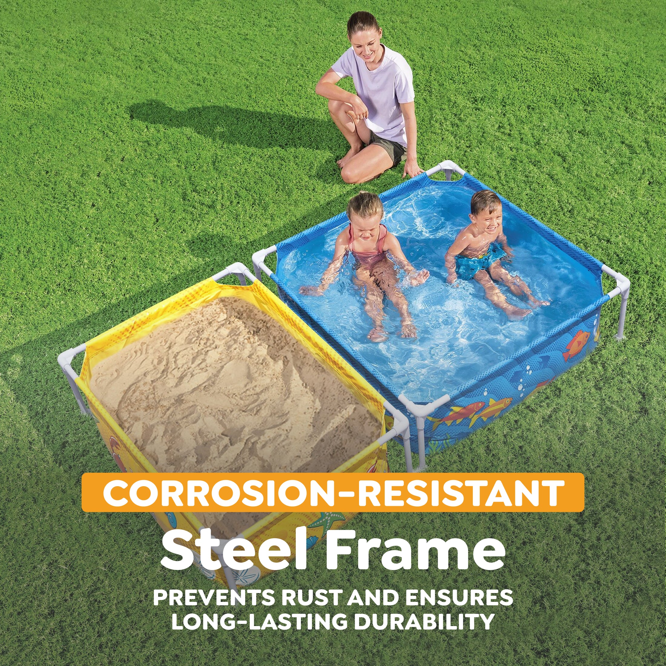H2OGO! My First Frame Above Ground DuraPlus Kiddie Pool and Sandpit with Cover - VMInnovations