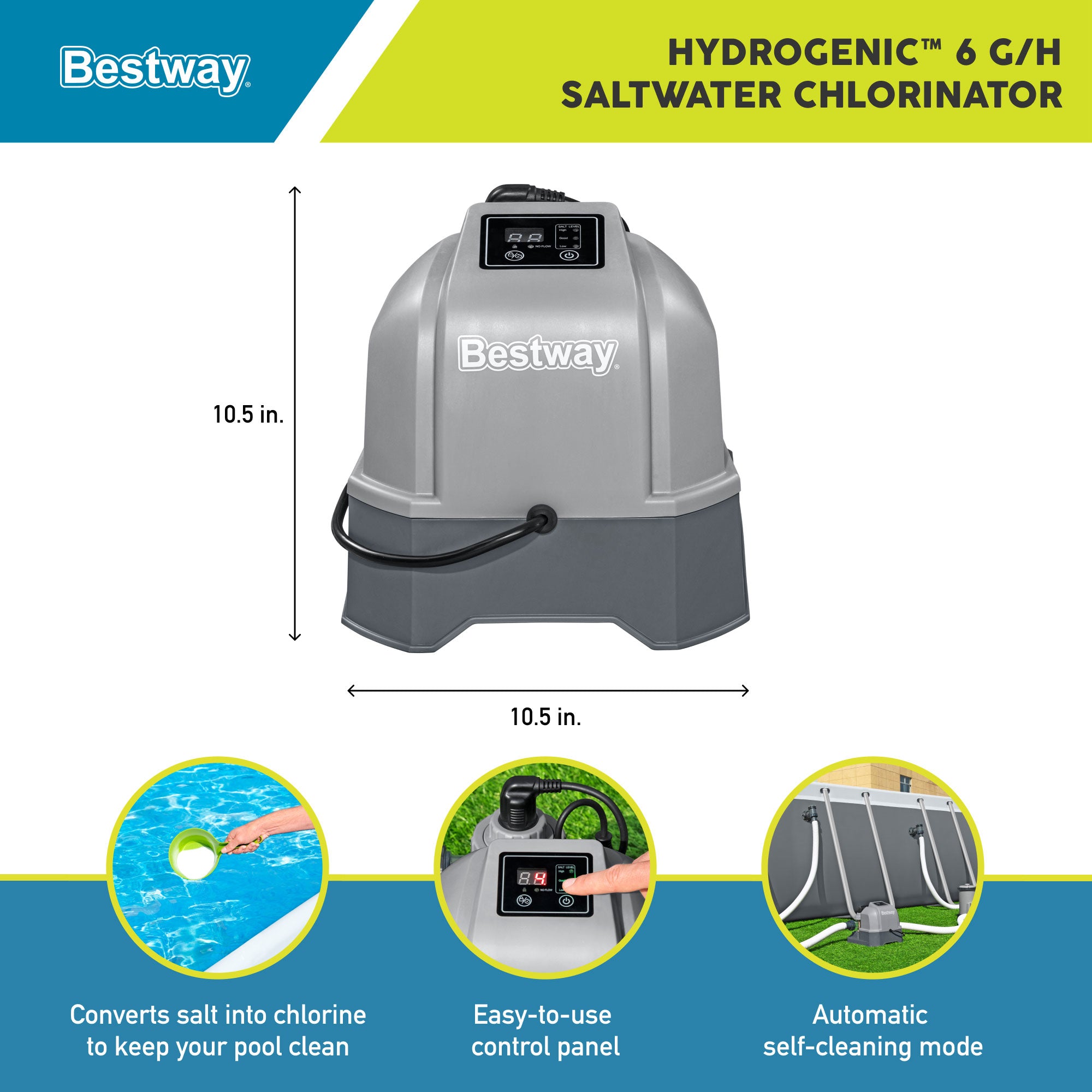 Flowclear Hydrogenic 6 G/H Digital Self Cleaning Saltwater Chlorinator(Open Box) - VMInnovations