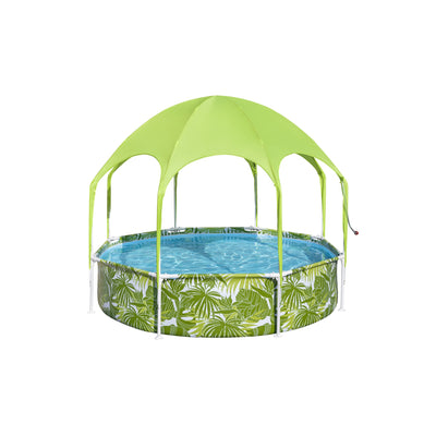 H2OGO! Kids Splash-in-Shade Above Ground Pool w/ Canopy Sunshade,Green(Open Box)