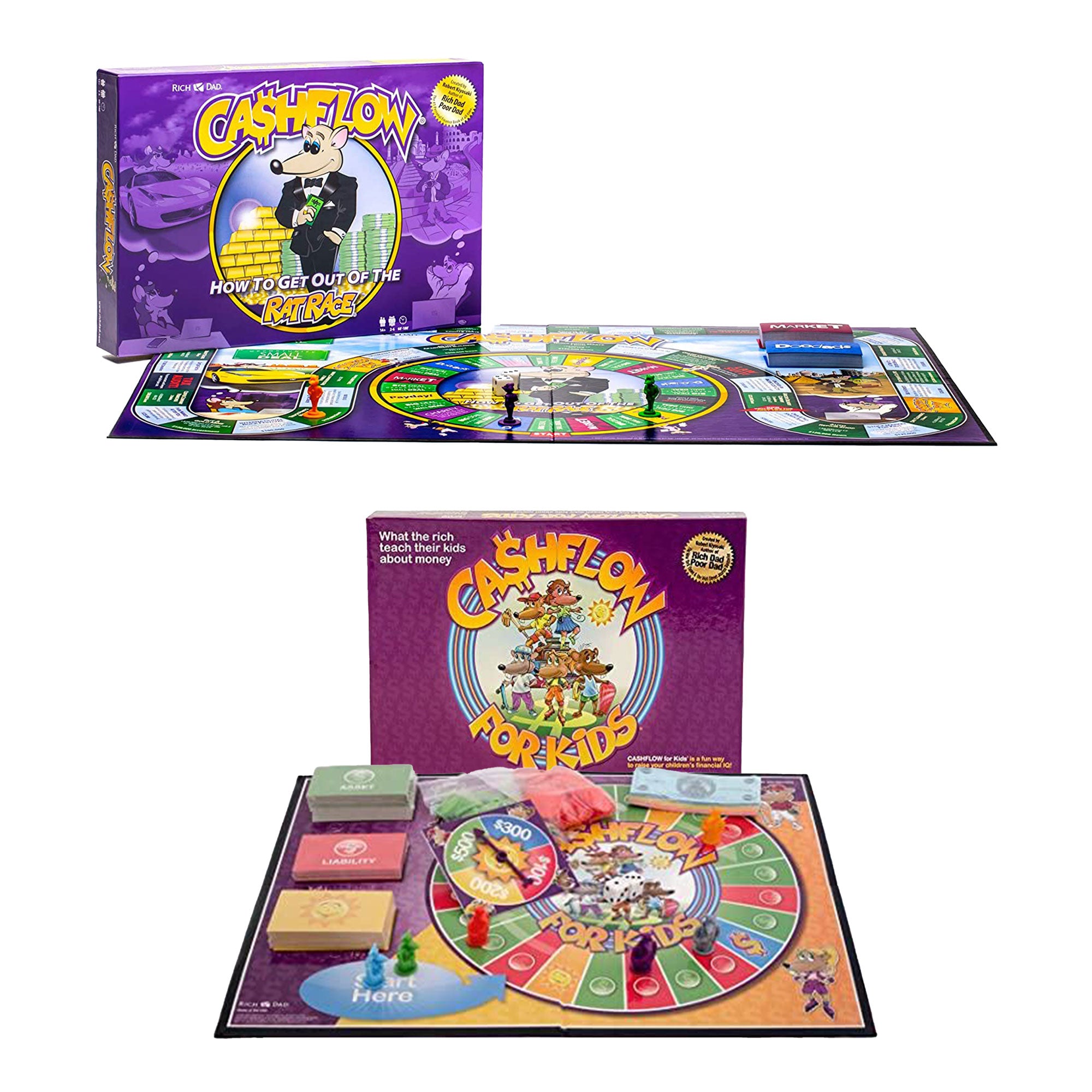 Rich Dad CASHFLOW How To Get Out Of The Rat Race Board Game, Adult & Kid Version - VMInnovations