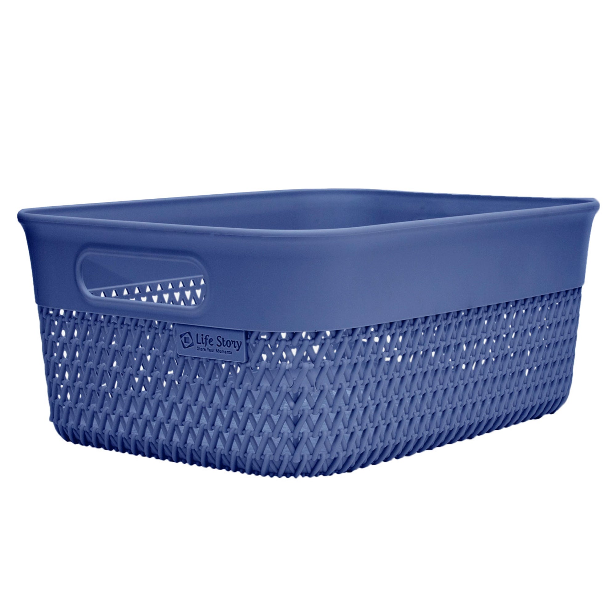 Life Story Lightweight Heavy Duty Storage Woven Basket 10 Quarts, Blue (12 Pack)