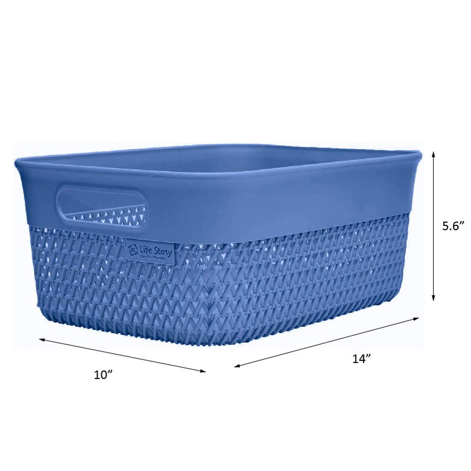 Life Story Lightweight Heavy Duty Storage Woven Basket 10 Quarts, Blue (12 Pack)