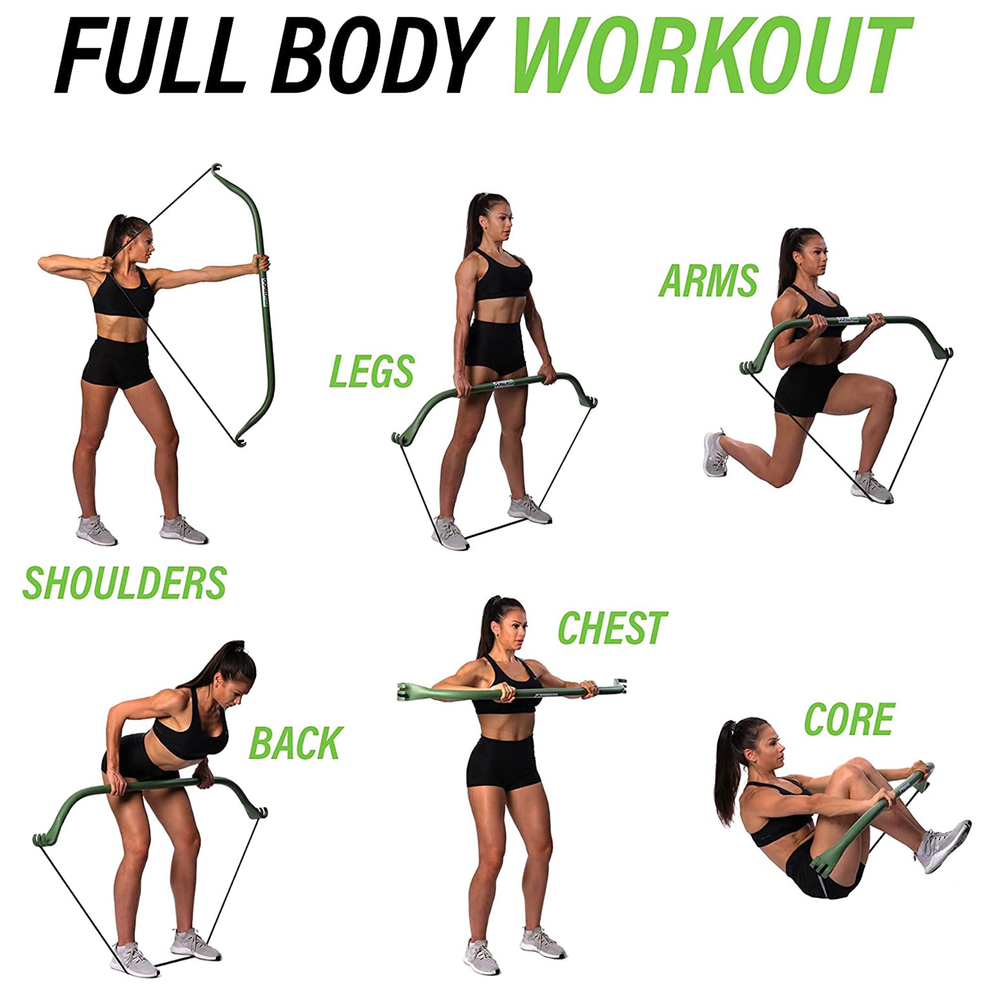 Gorilla Bow Workout Pilates Resistance Bands & Exercise Bow, Green(Used) - VMInnovations