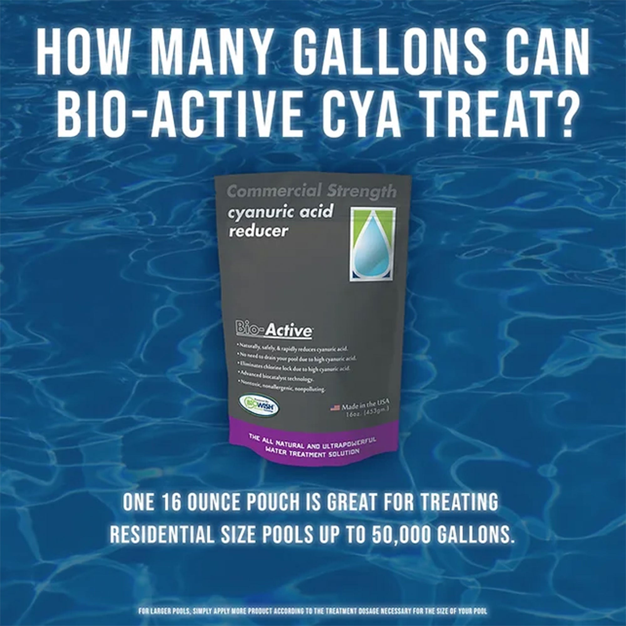 Bio-Active Non Polluting Cyanuric Acid Reducer Powder for Swimming Pools, 16 Oz - VMInnovations