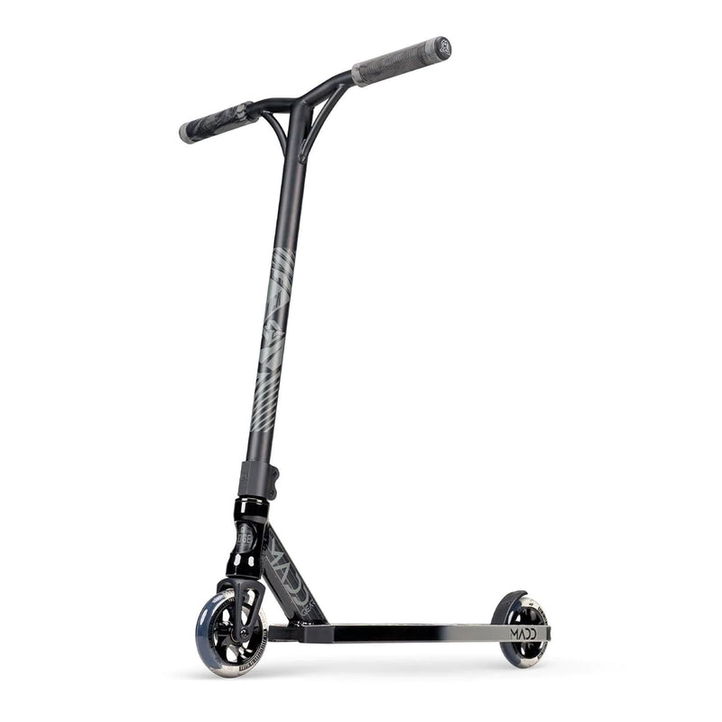 Madd Gear 5 Inch Kick Extreme Style Stunt Scooter w/ Aluminum Deck, Black/Grey