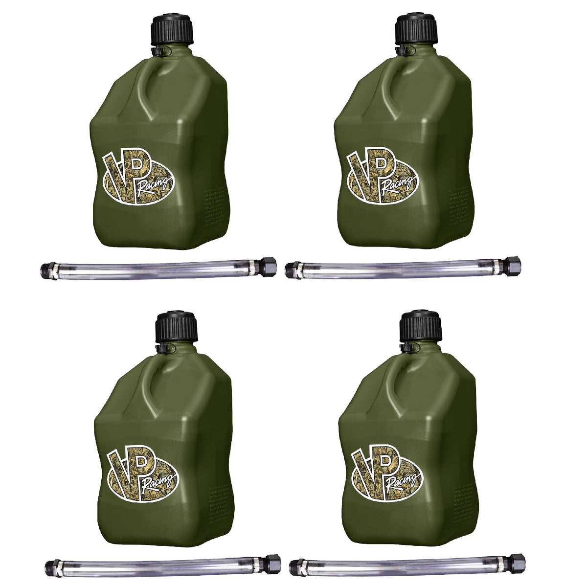 VP Racing Fuels 5.5 Gallon Utility Jugs with Deluxe Filler Hoses, Camo (4 Pack)