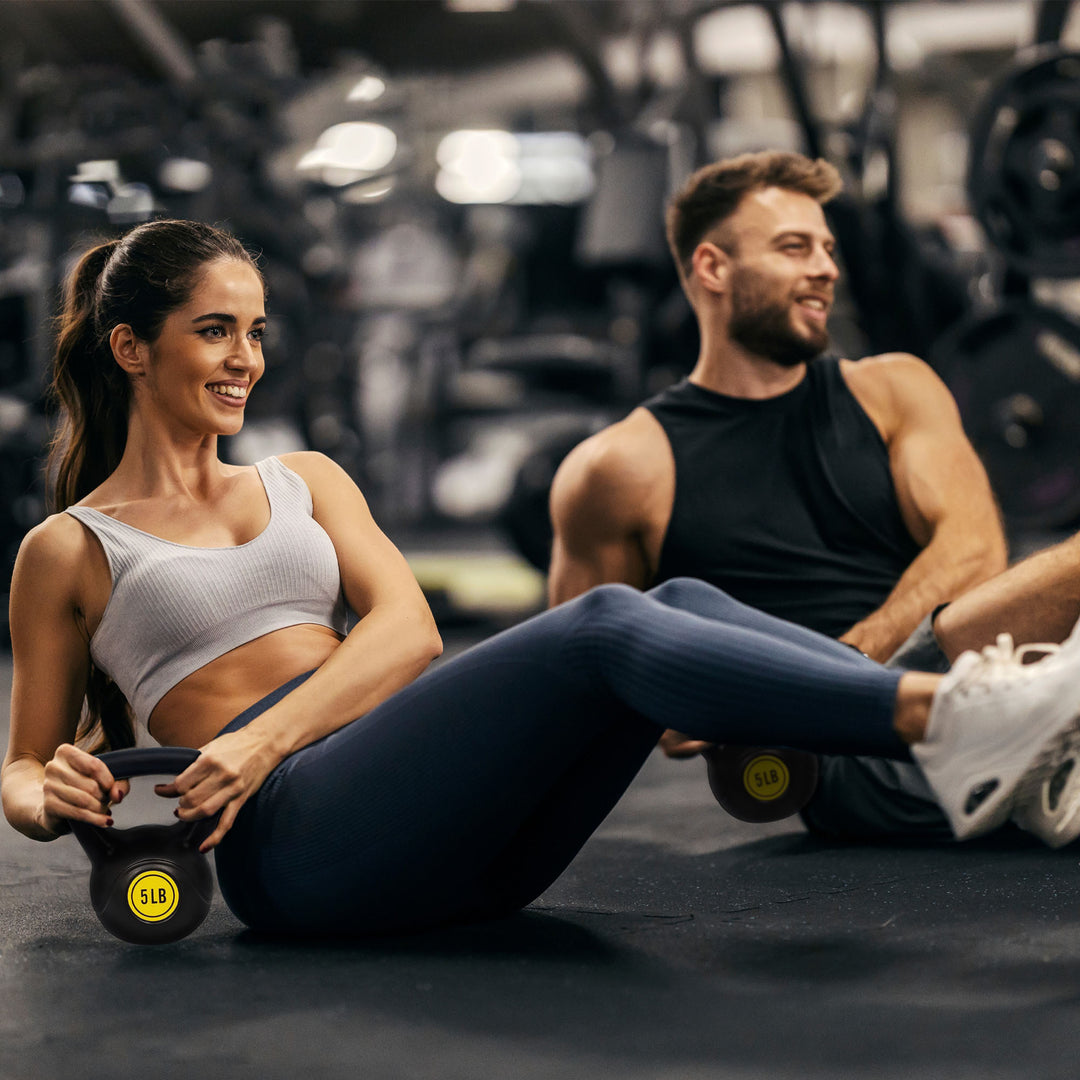 BalanceFrom Fitness Home Gym Vinyl Coated Solid Cast Iron Kettlebell Weight Set - VMInnovations