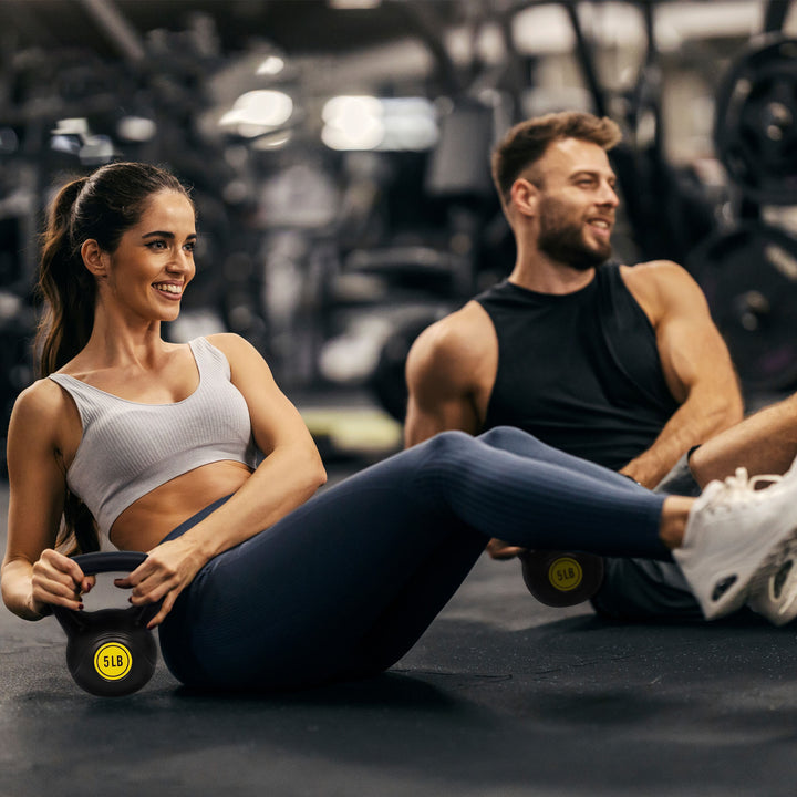 BalanceFrom Fitness Home Gym Vinyl Coated Solid Cast Iron Kettlebell Weight Set - VMInnovations