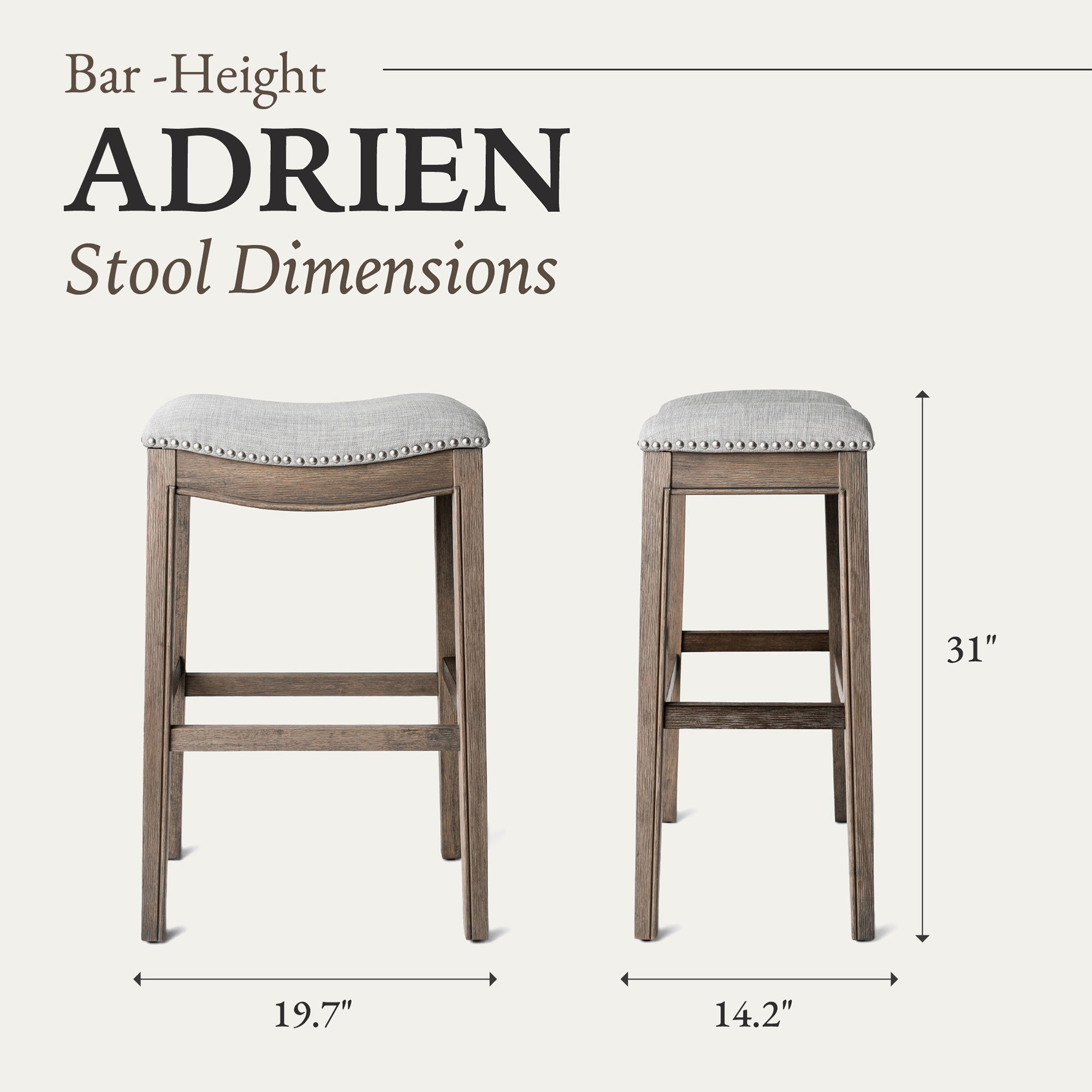 Maven Lane Adrien Saddle Backless Bar Stool, Reclaimed Oak, Bar Height (Used) - VMInnovations