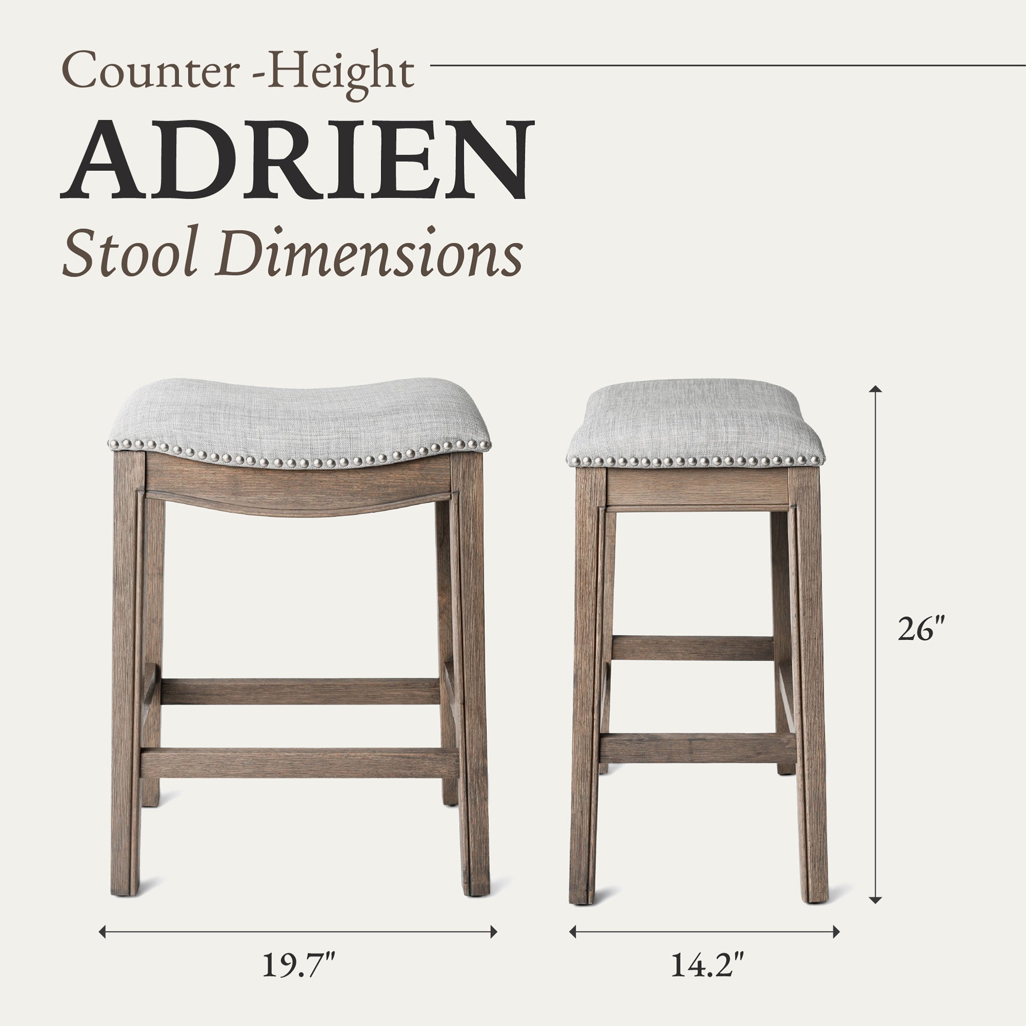 Maven Lane Adrien Saddle Backless Stool, Reclaimed Oak, Counter Height(Open Box) - VMInnovations