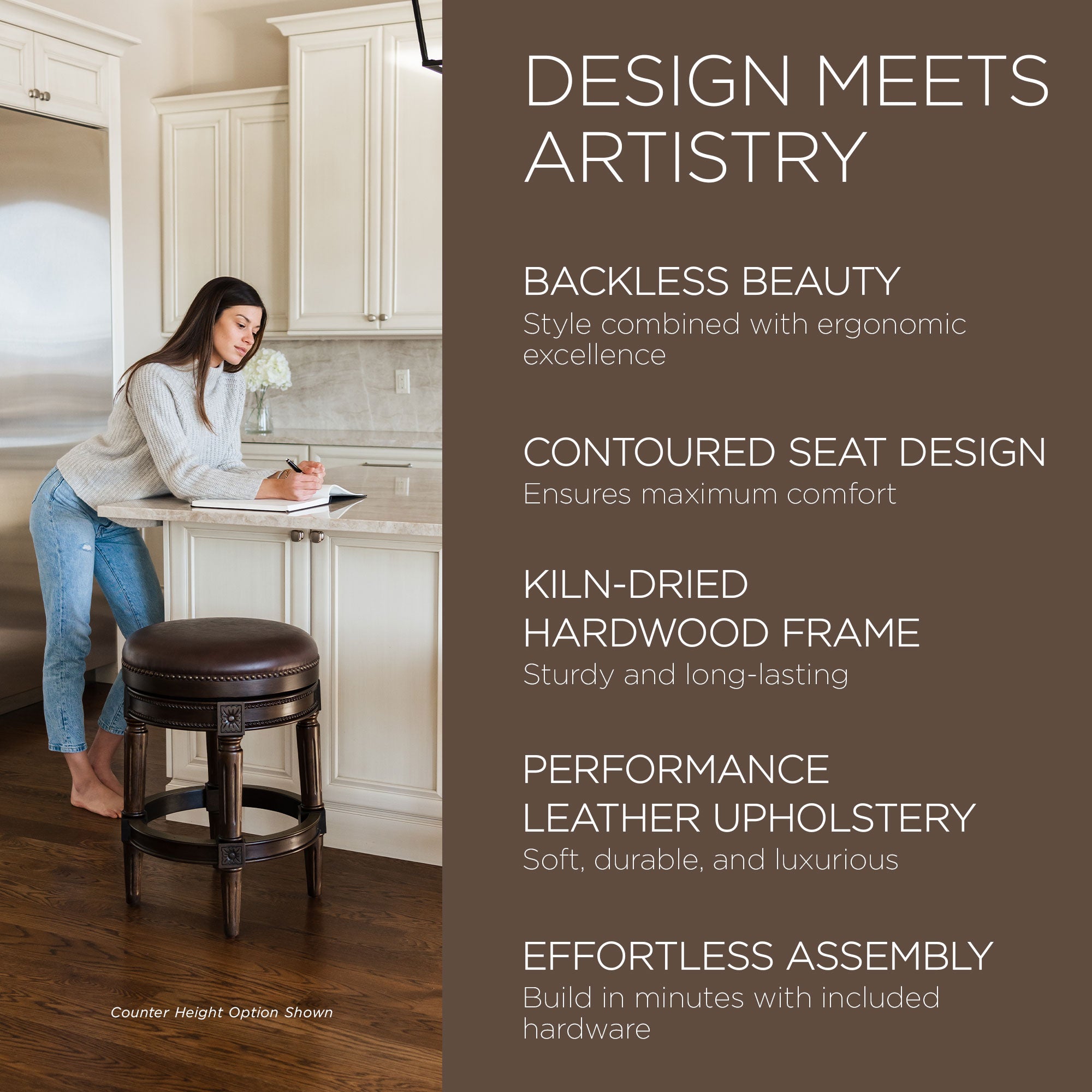 Pullman Backless Swivel Kitchen Bar Stool 30"H, Dark Walnut Finish (For Parts) - VMInnovations