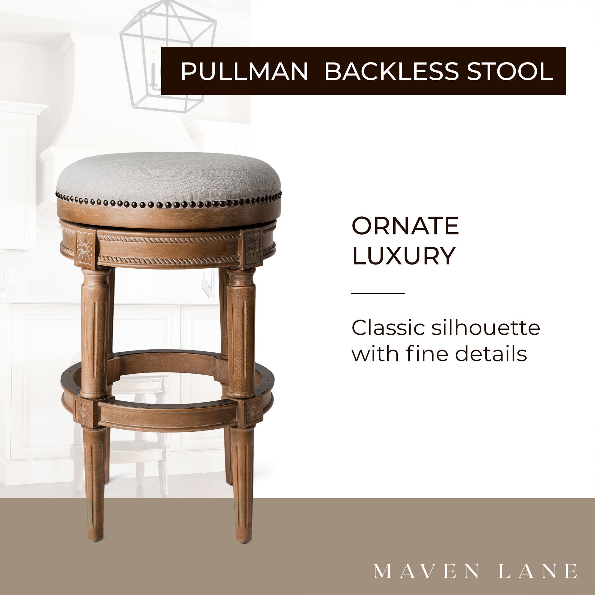 Pullman Backless Swivel Kitchen Bar Stool 30"H, Weathered Oak Finish (Used)(4Pk) - VMInnovations