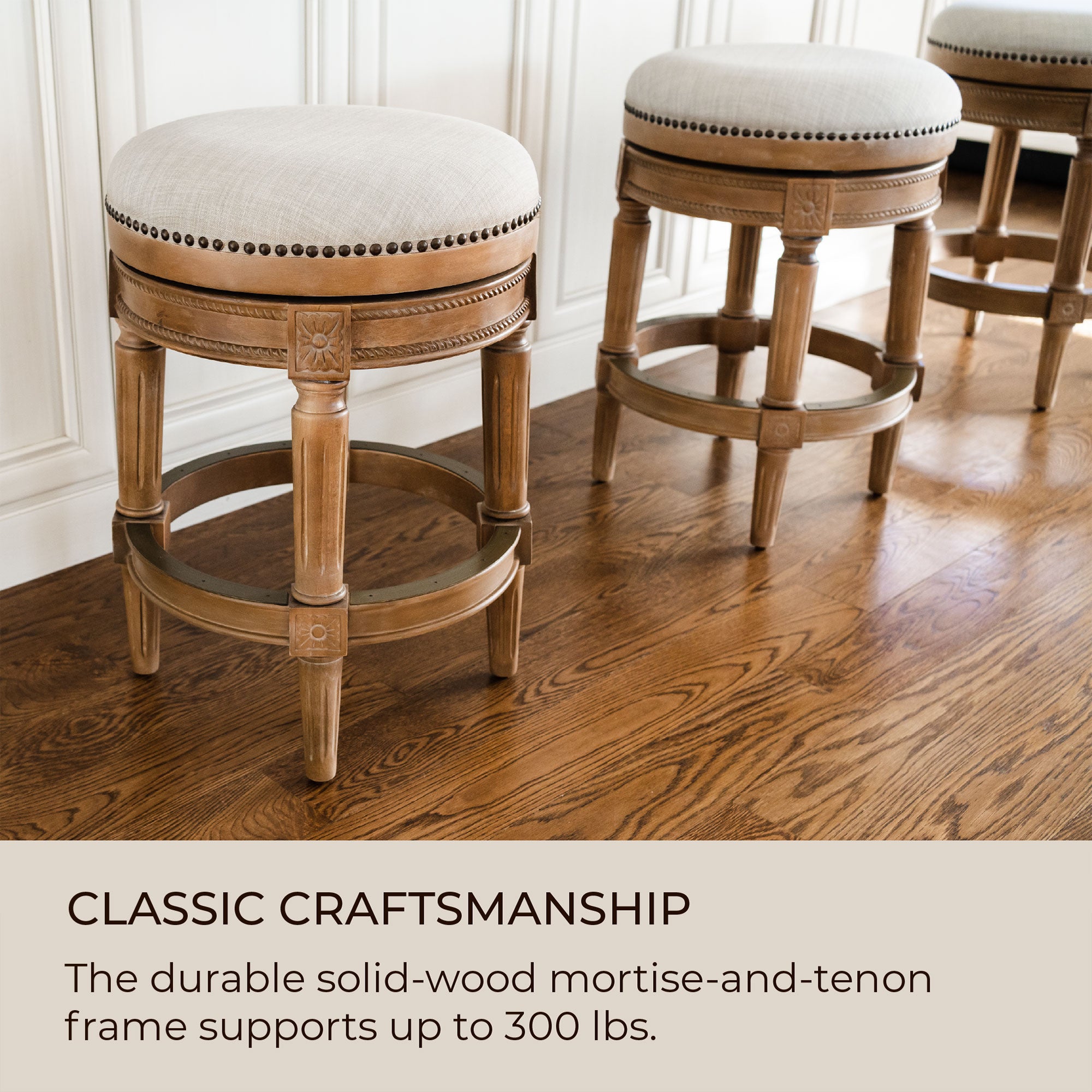 Maven Lane Pullman Swivel Stool, Weathered Oak, Bar Height (Open Box) (4 Pack) - VMInnovations
