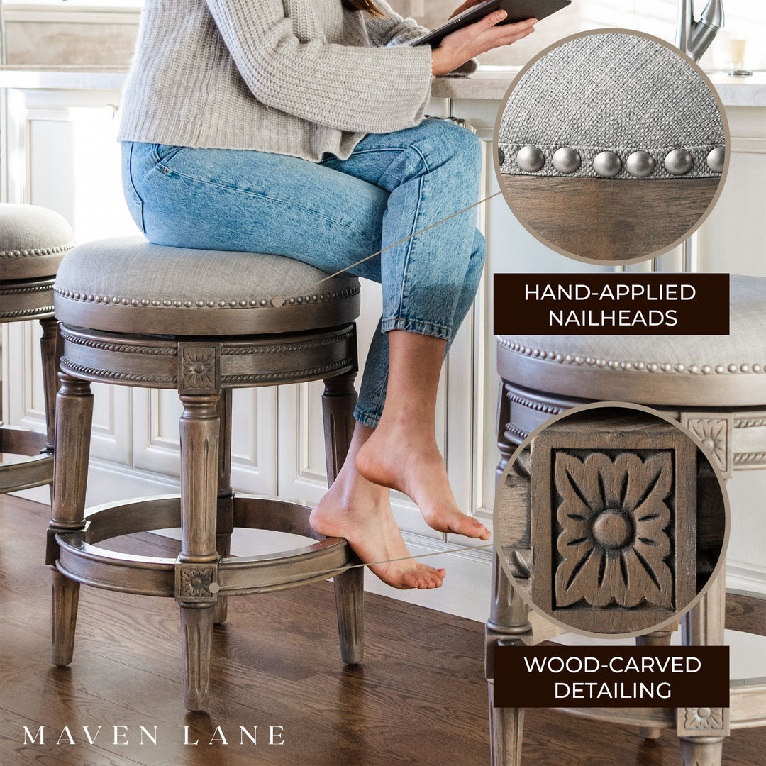 Maven Lane Pullman Swivel Stool, Reclaimed Oak, Bar Height (Open Box) (2 Pack) - VMInnovations