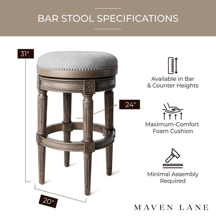 Maven Lane Pullman Swivel Stool, Reclaimed Oak, Bar Height (Open Box) (2 Pack) - VMInnovations