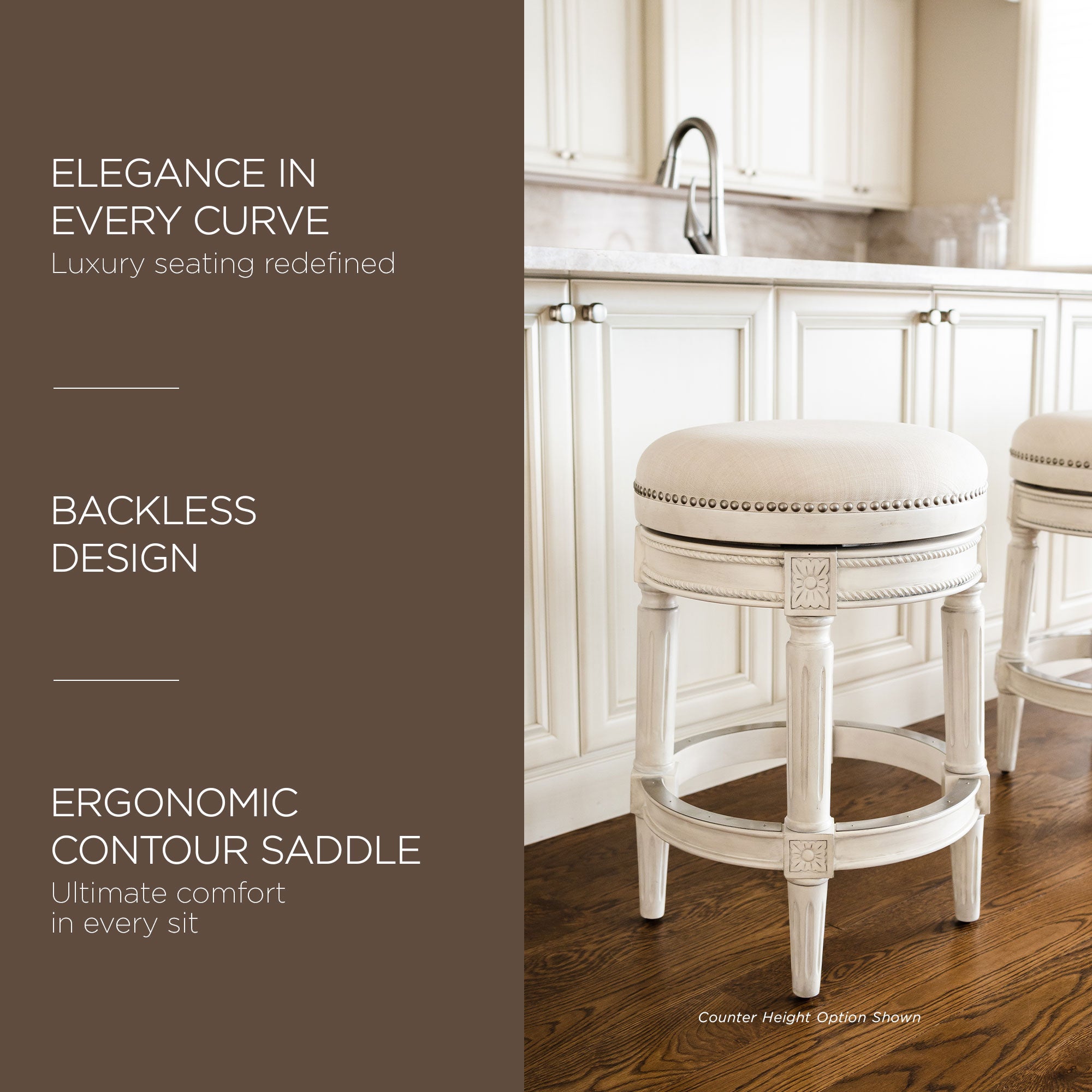 Maven Lane Pullman Backless Swivel Bar Stool White Oak, Bar Height (Open Box) - VMInnovations