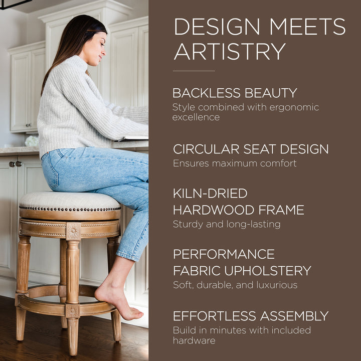 Pullman Backless Swivel Kitchen Counter Stool 25"H, Weathered Oak (Used)(2 Pack) - VMInnovations