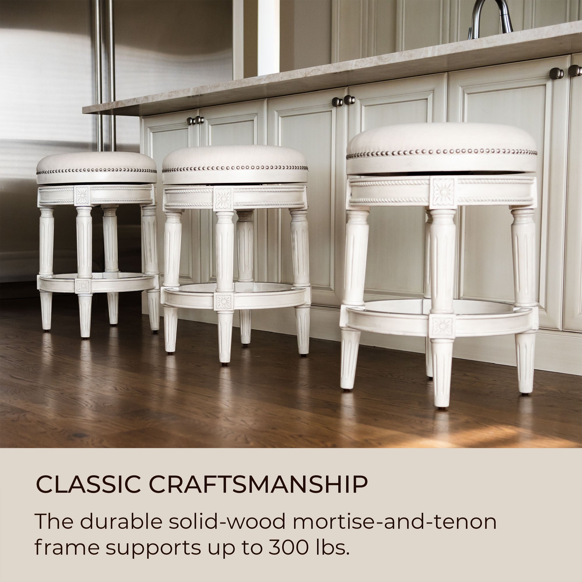 Maven Lane Pullman Swivel Bar Stool, White Oak,Counter Height(Open Box) (4 Pack) - VMInnovations