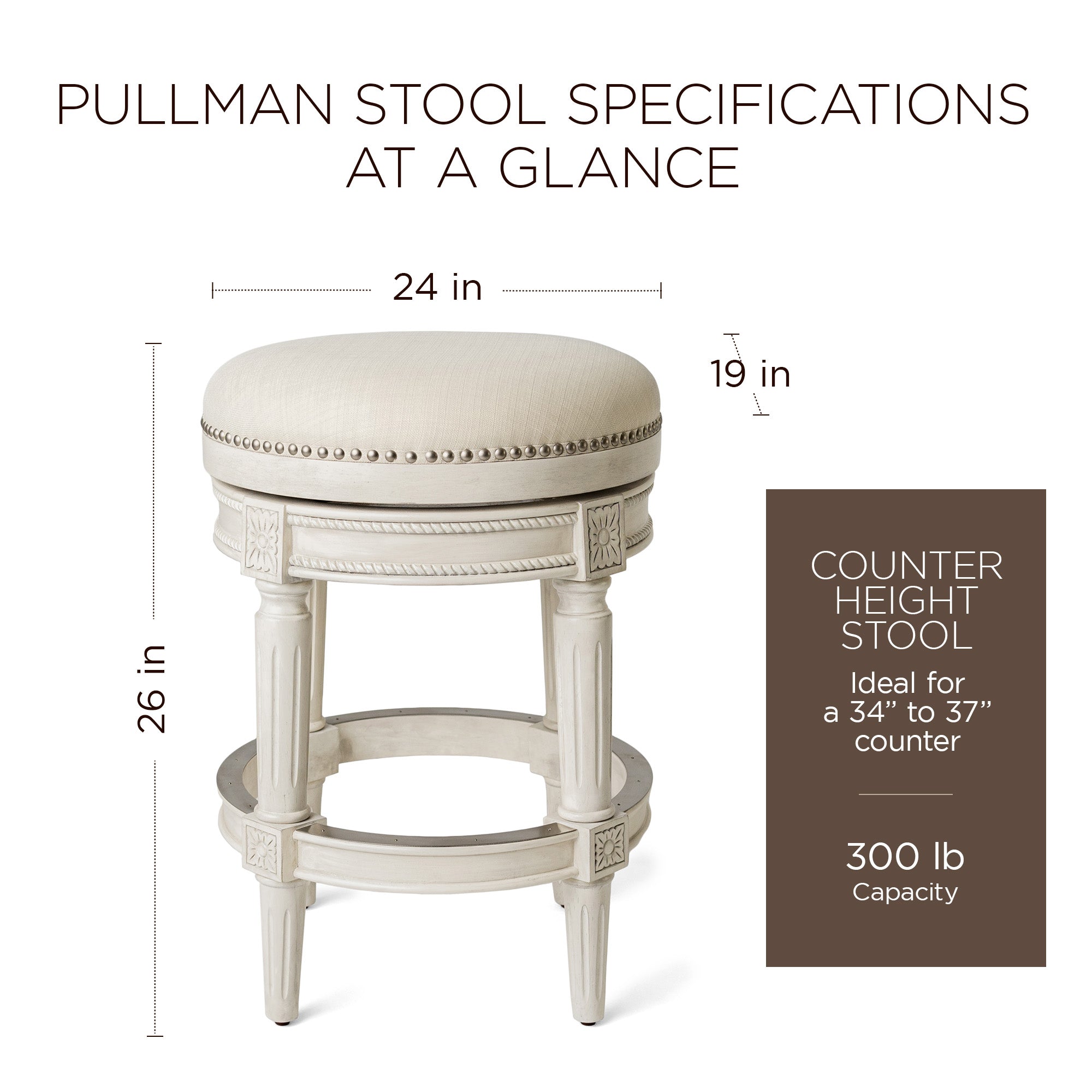 Maven Lane Pullman Backless Swivel Bar Stool, White Oak,Counter Height(Open Box) - VMInnovations