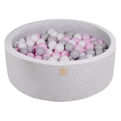 MeowBaby Round 35 x 11.5 Inch Baby Foam Ball Pit w/ 200 Balls, Pastel Pink/Gray