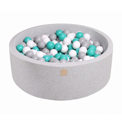 MeowBaby Round 35 x 11.5 Inch Baby Foam Ball Pit with 200 Balls, Turquoise/Gray